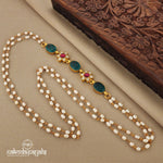 Emerald with Kundan Floral Mope Mala (Gn7143)