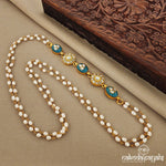 Turquoise with Kundan Floral Mope Mala (Gn7145)