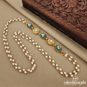 Turquoise with Kundan Floral Mope Mala (Gn7145)