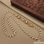 Prehnite With Kundan Floral Mope Mala (Gn7148)