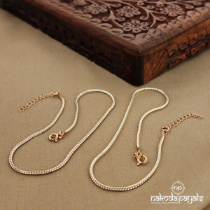 Rhodium Finish Rose Gold Anklets (A5480)