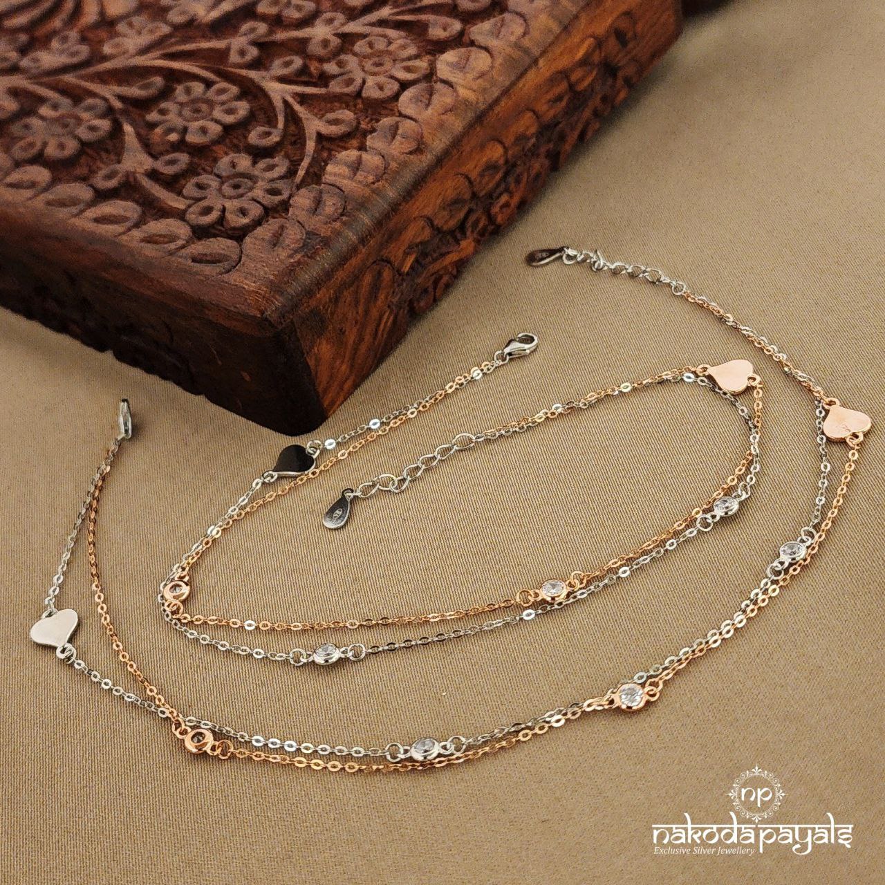 Double Layered Double Tone Anklets (A5485)