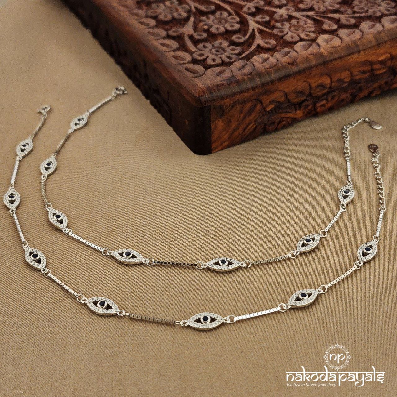 Multi Eye Rhodium Anklets (A5494)