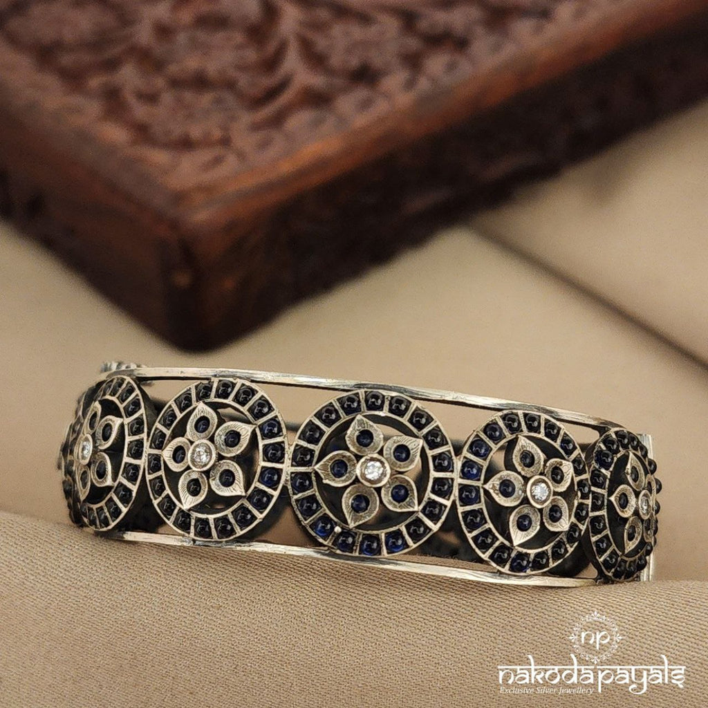 Blue Floral Antique Screw Kada (k4628)