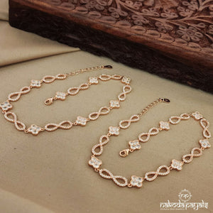 Zircon Studded Infinity Anklets (A5514)