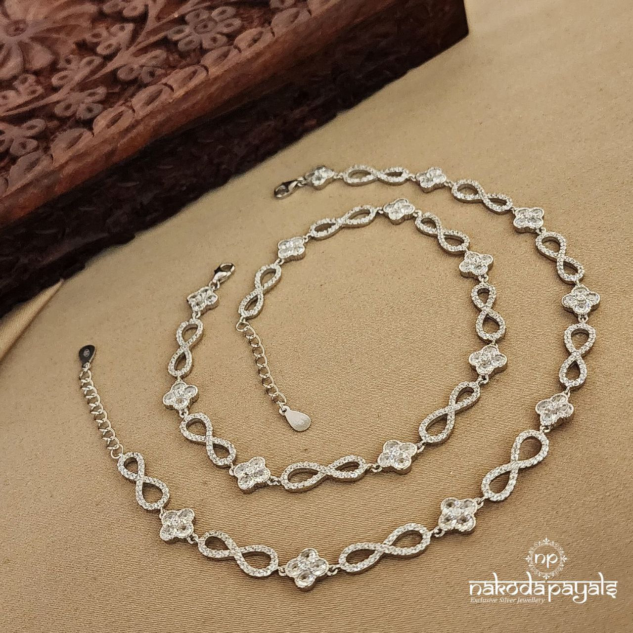 Infinity Trail Rhodium Anklets (A5516)