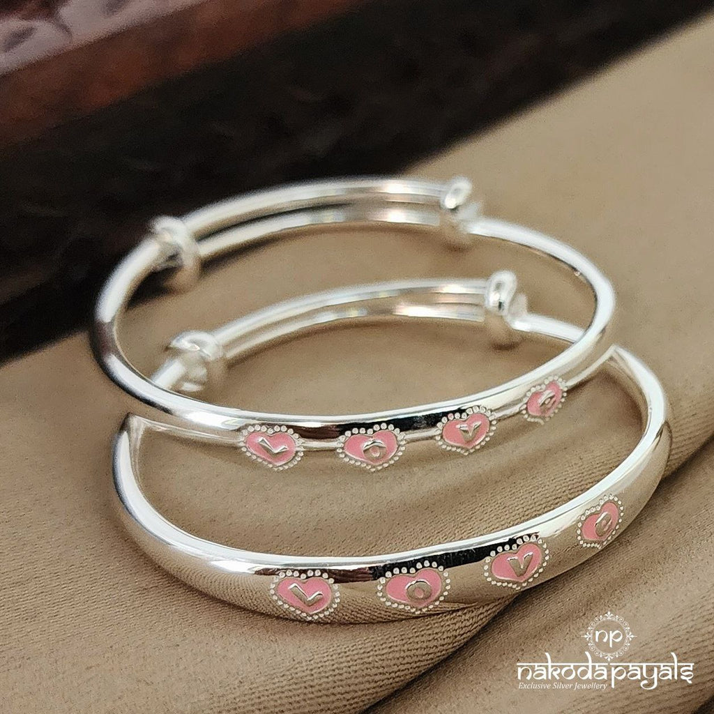 Pink Hearts Baby Kada Pair (Ka9136)