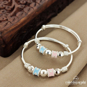 Pink And Blue Charm Baby Kada Pair (Ka9141)