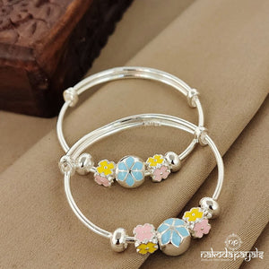 Colorful Floral Charms Baby Kada Pair (Ka9147)