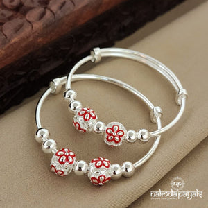 Scarlet Floral Baby Kada Pair (Ka9166)