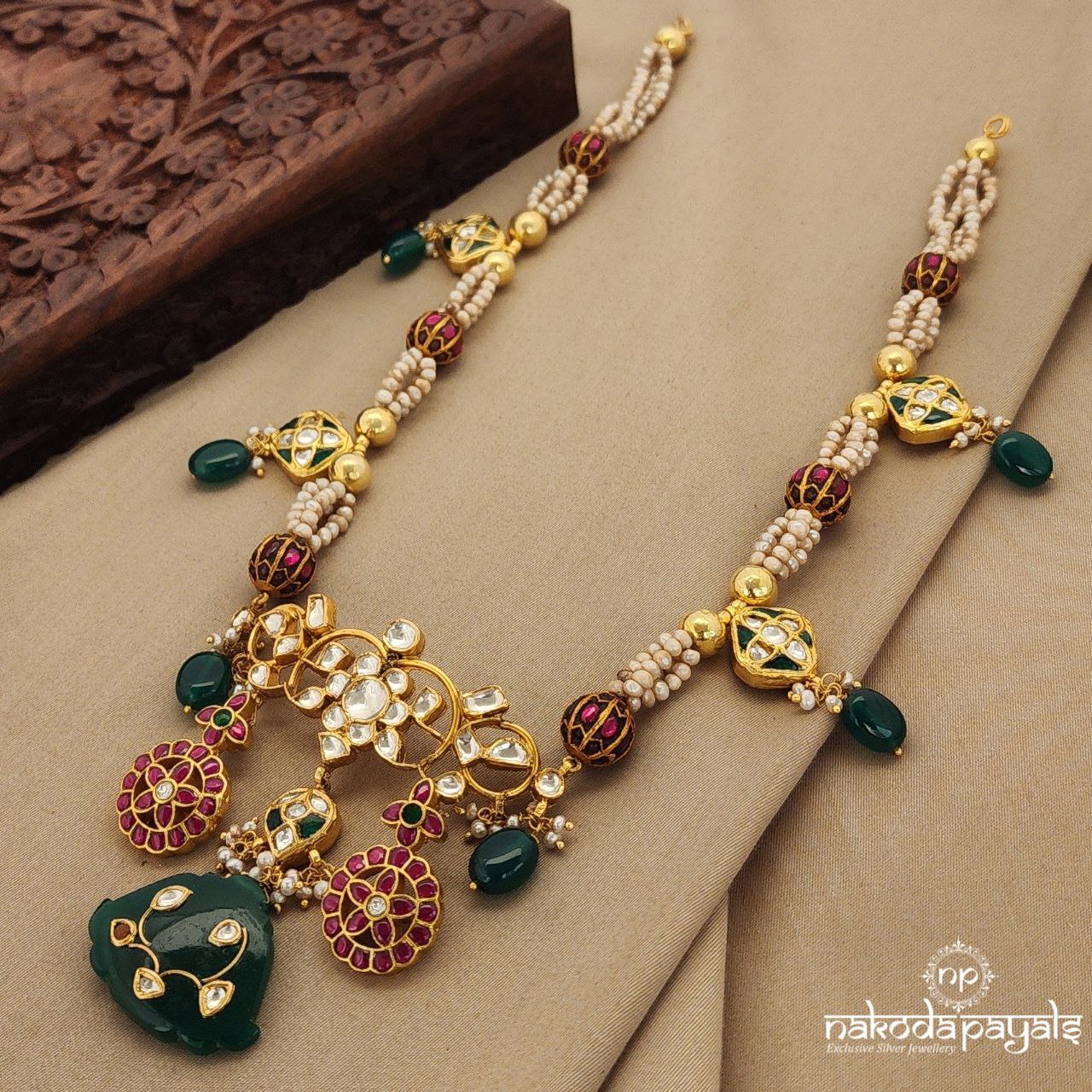 Emerald Kundan Long Neckpiece (Gn7339)