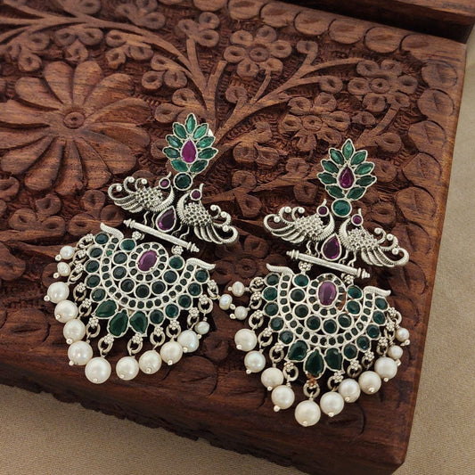 Green Royal Peacock Chandbali (C7753)