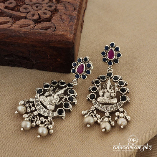 Blue Ganesha Chandbali (C7754)
