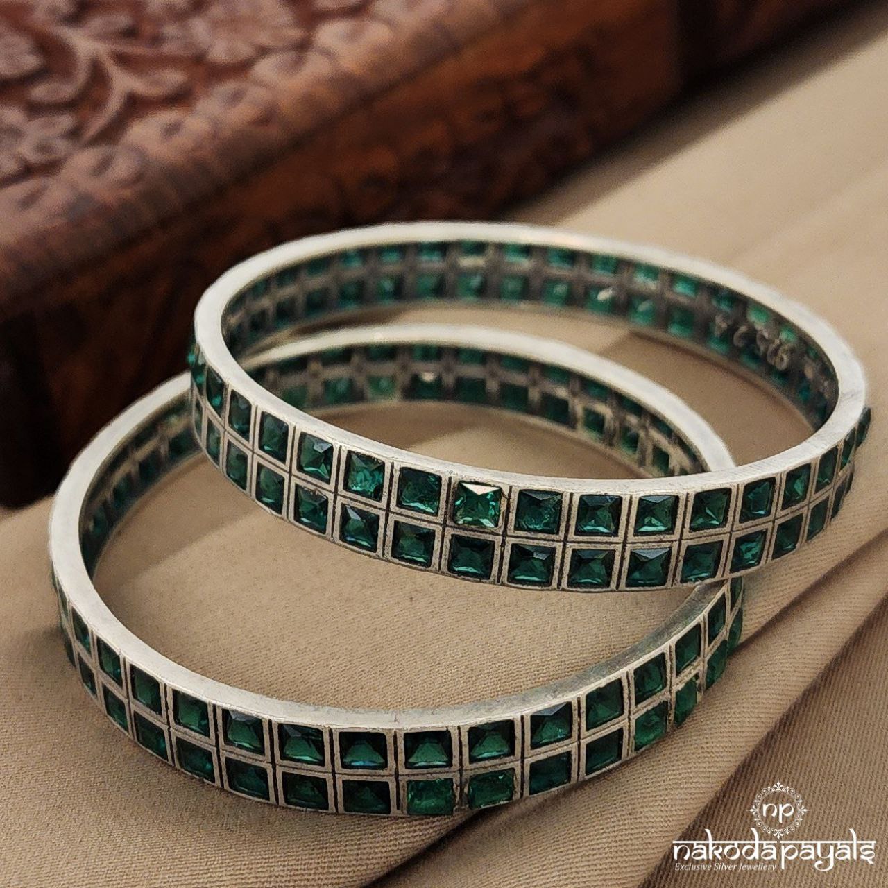 Green Square Bangle Pair (K4664)