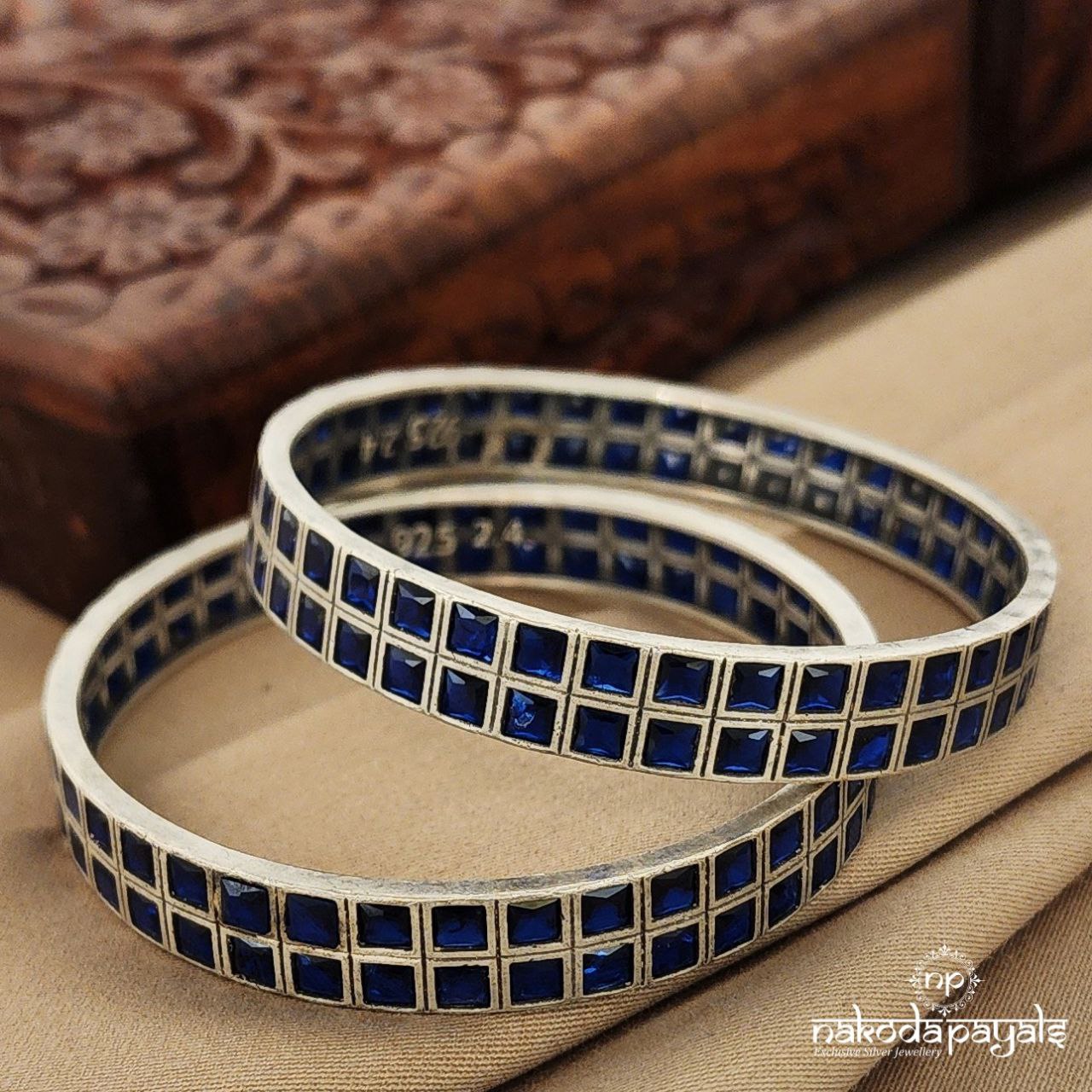 Blue Square Bangle pair (K4665)