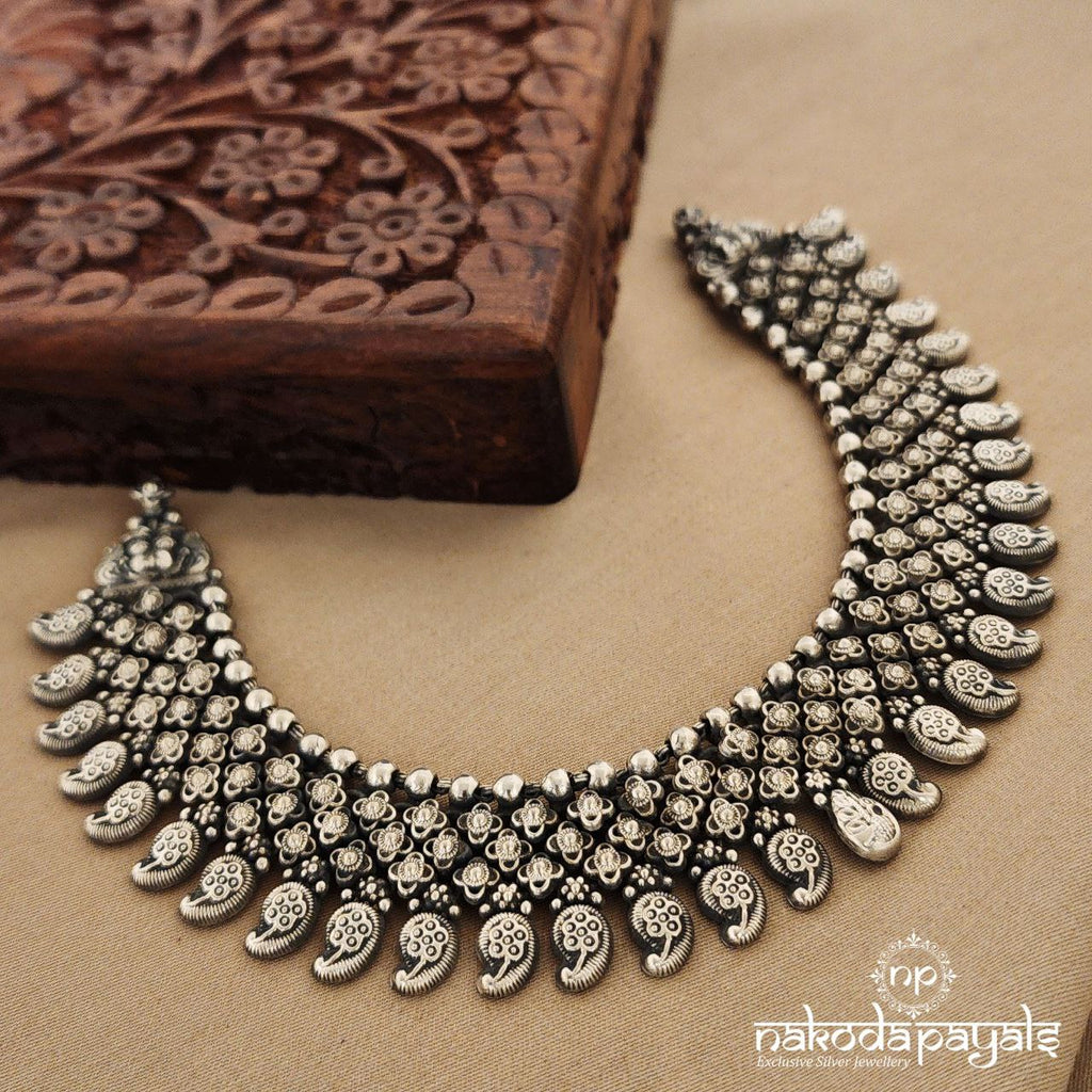 Oxidised Mango Short Neckpiece (N9642)