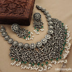 Gorgeous Floral Short Neckpiece with Earrings (N9653)