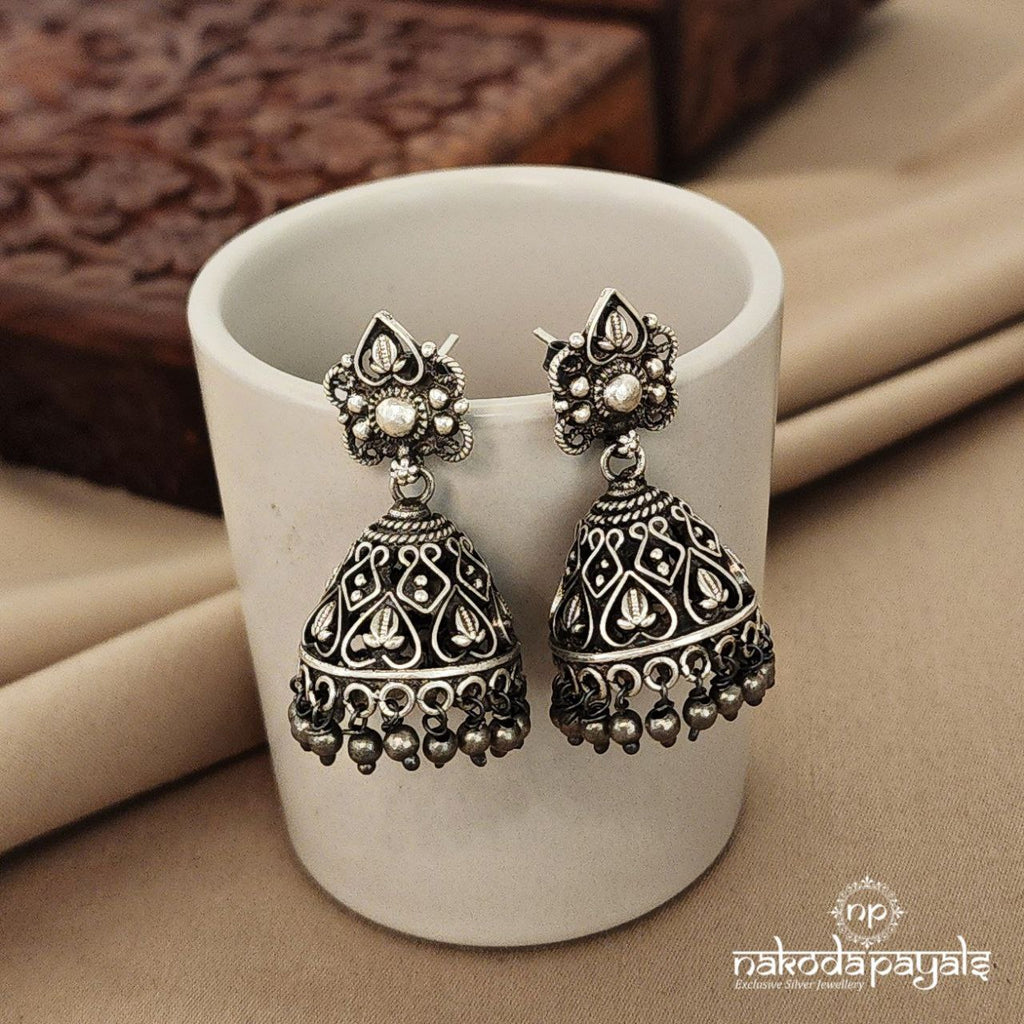 Oxidised Floral Jhumka (J7805)