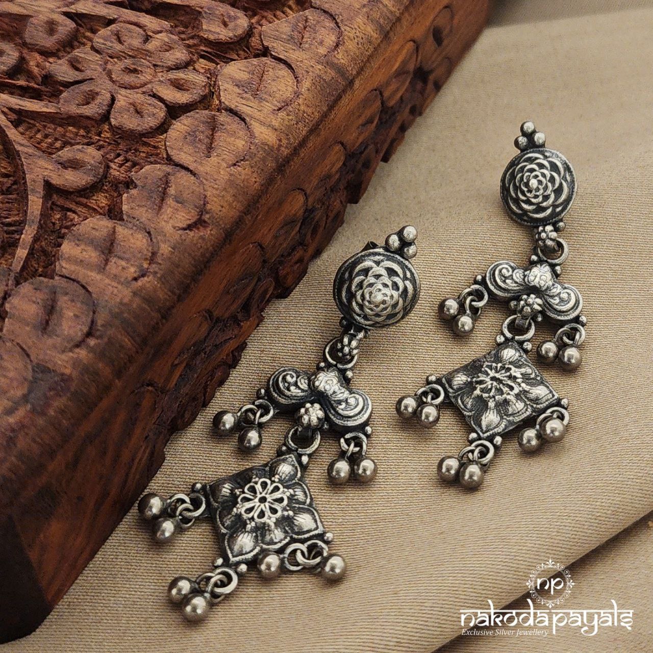 Oxidised Tribal Floral Chandbali (C7785)