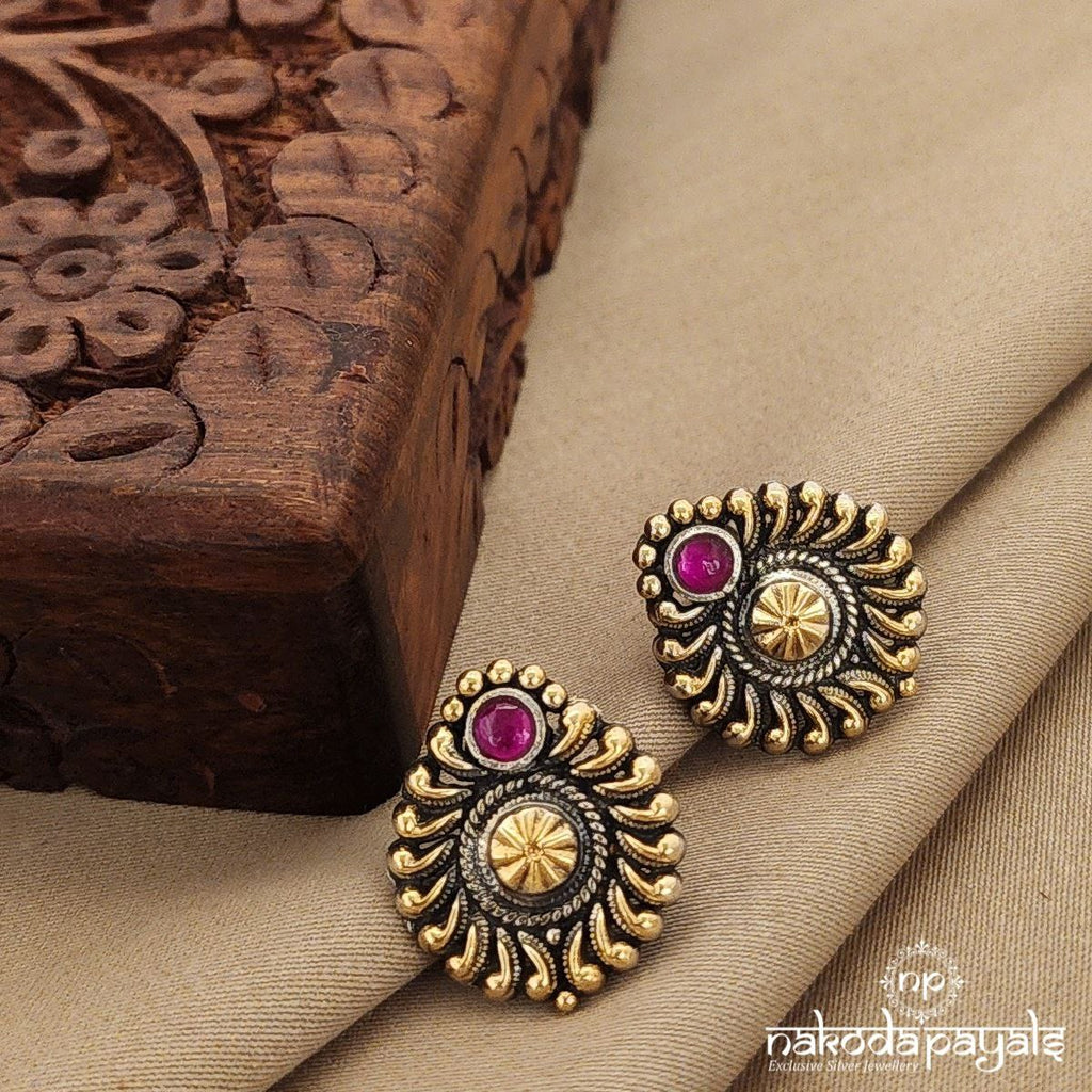 Floral Dual Tone Studs (DT1127)