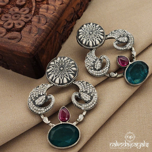 Emerald with Shimmering Peacock Chandbali (C7814)