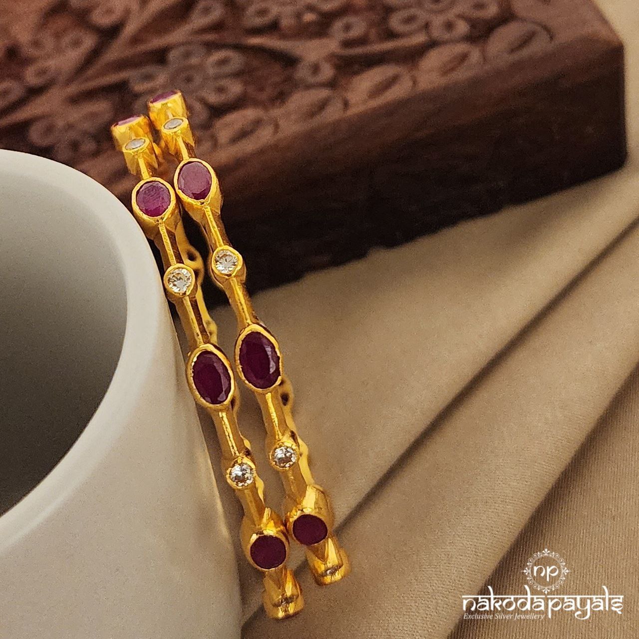 Ruby Oval Bangle Pair (Gk2596)