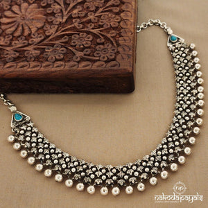 Ball Laced Turquoise Short Neckpiece (N9658)