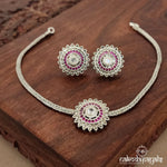 Circular Floral Short Neckpiece with Earrings (N9671)