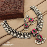 Drop Floral Short Neckpiece with Earrings (N9698)