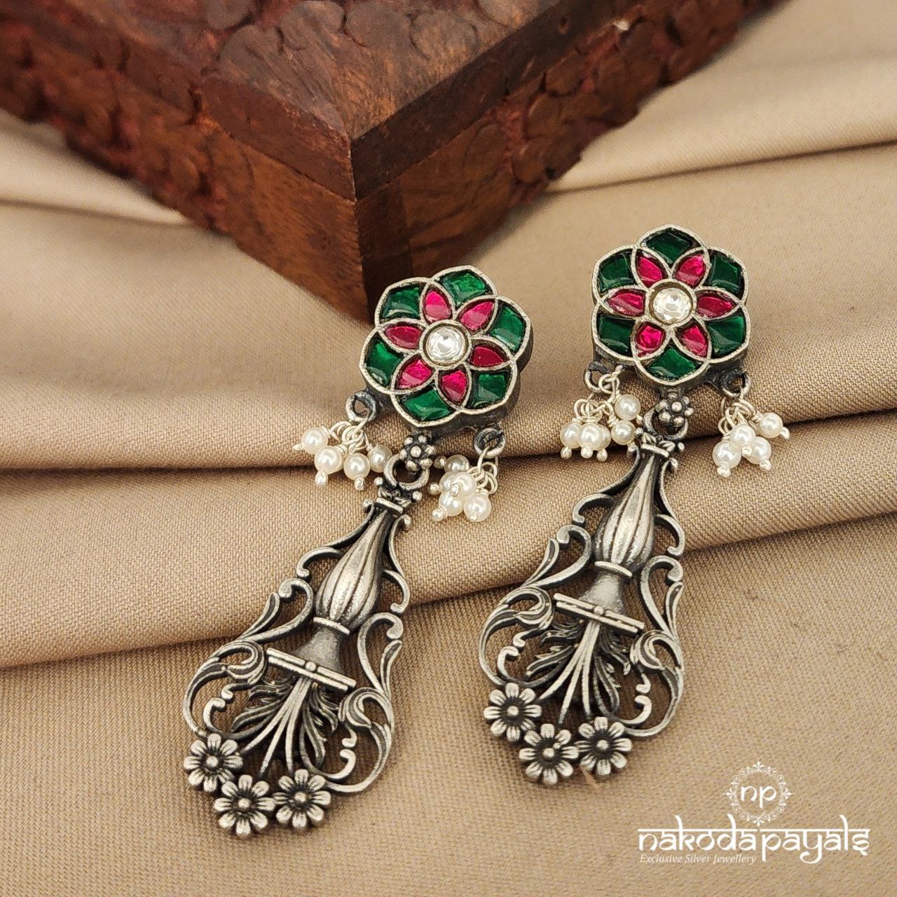 Pink & Green Kundan Chandbali (C7837)