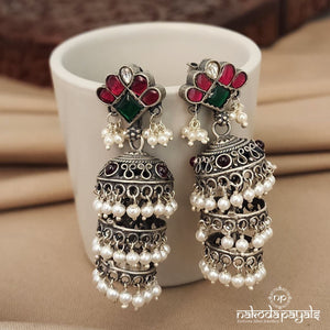 Floral Kundan Triple Jhumka (J7811)