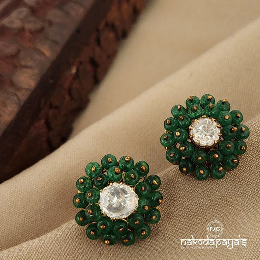 Circular Green Moissanite Studs (Ge7826)