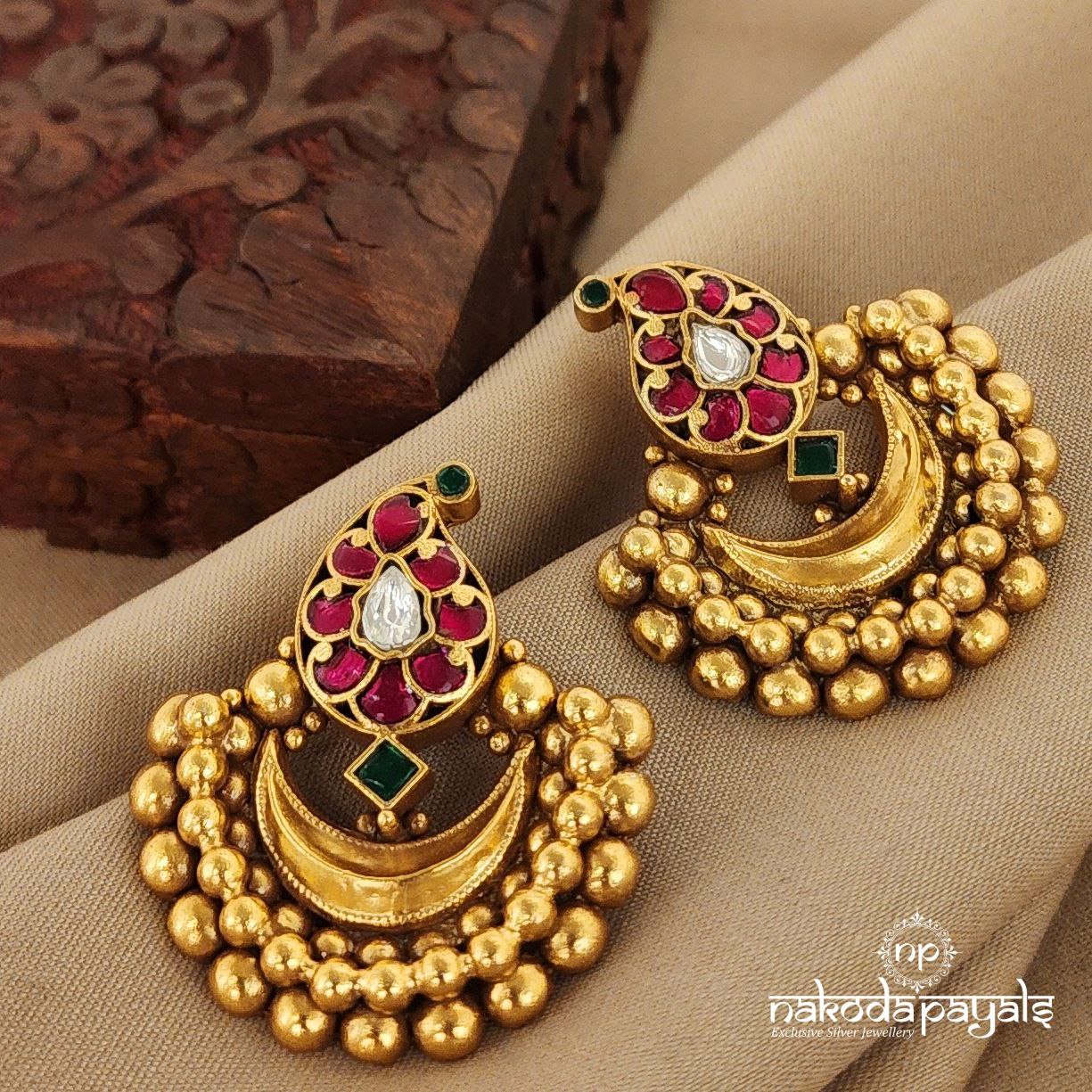 Ball Laced Kundan Mango Chandbali (Ge7834)