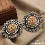 Dual Tone Circular Floral Studs (DT1131)