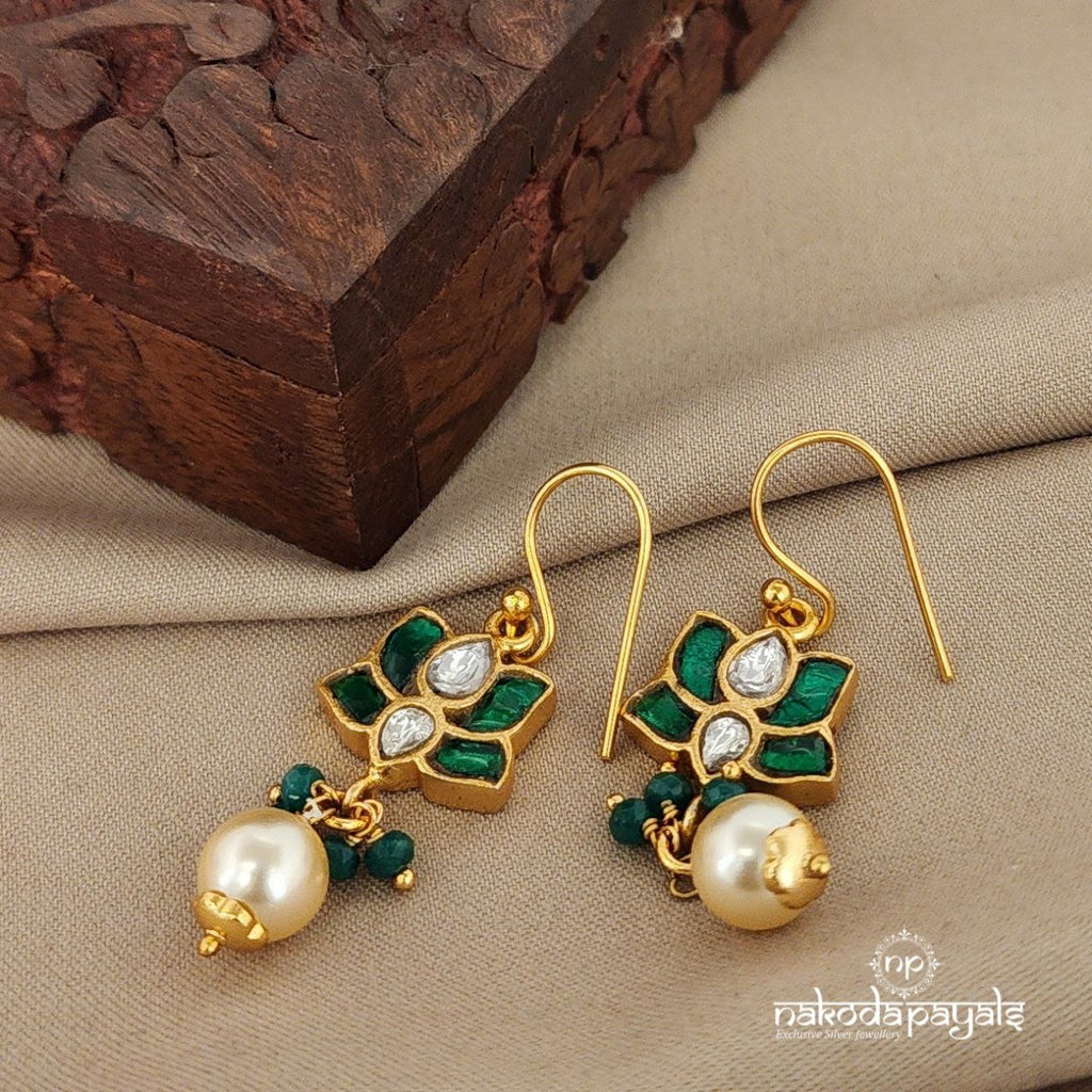 Green Lotus Kundan Hangings (Ge7838)