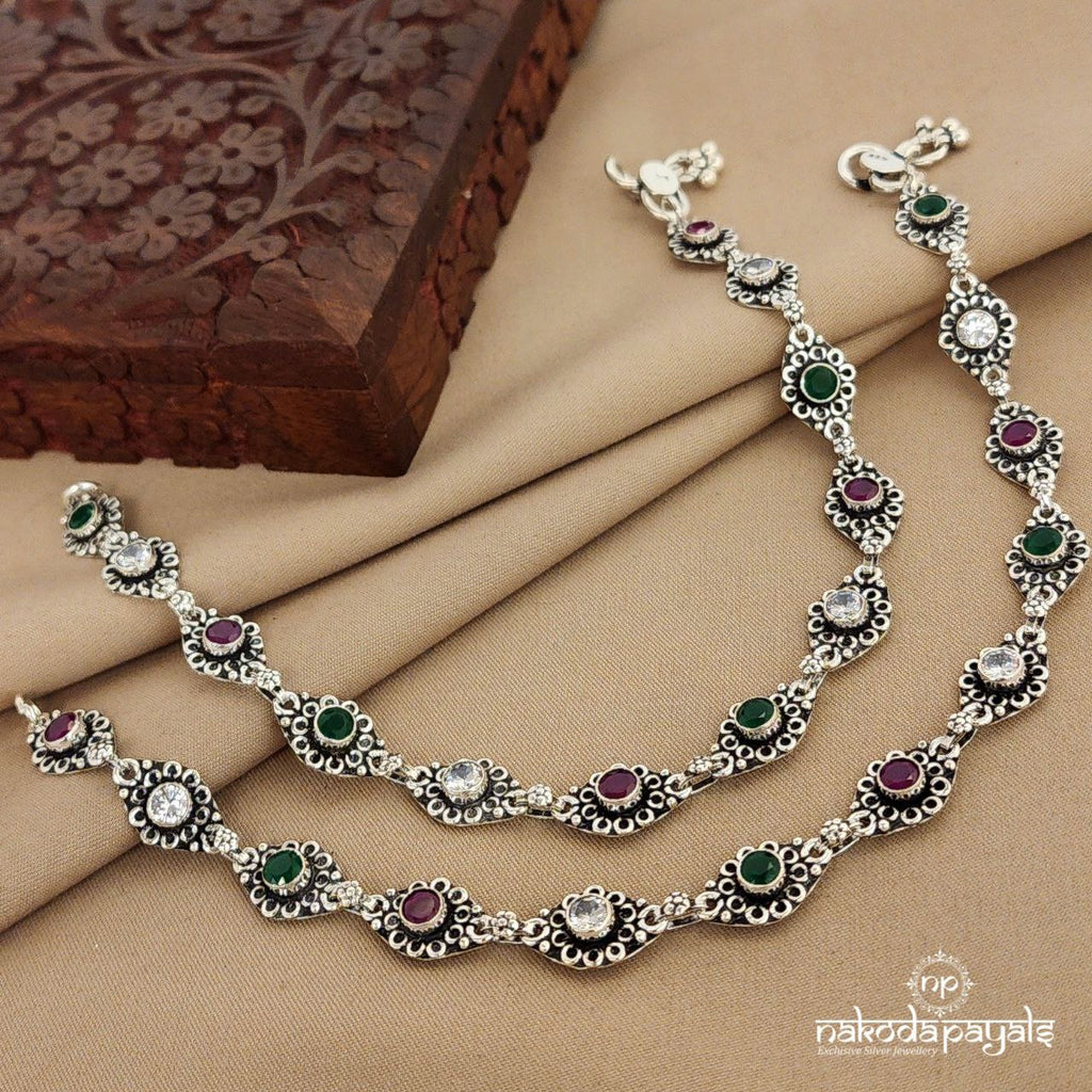 Multicolored Circular Floral Anklet (Ak2194)