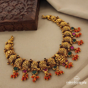 Short And Light Mango-Coral Neckpiece (Gn7422)