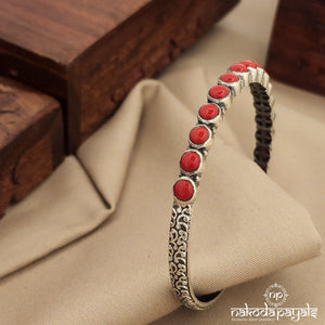 Half Coral Half Carved Single Bangle (k4678)