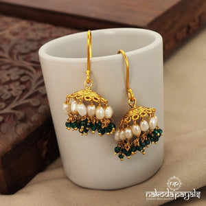 Green Beads Jhumka with Hangings (Ge7912)