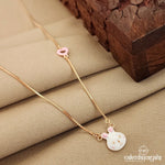 Cute Rabbit with Pink Heart Rosegold Neckpiece (St2591)