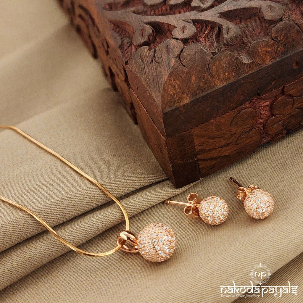 Disco Ball Rosegold Pendant Set (St2605)