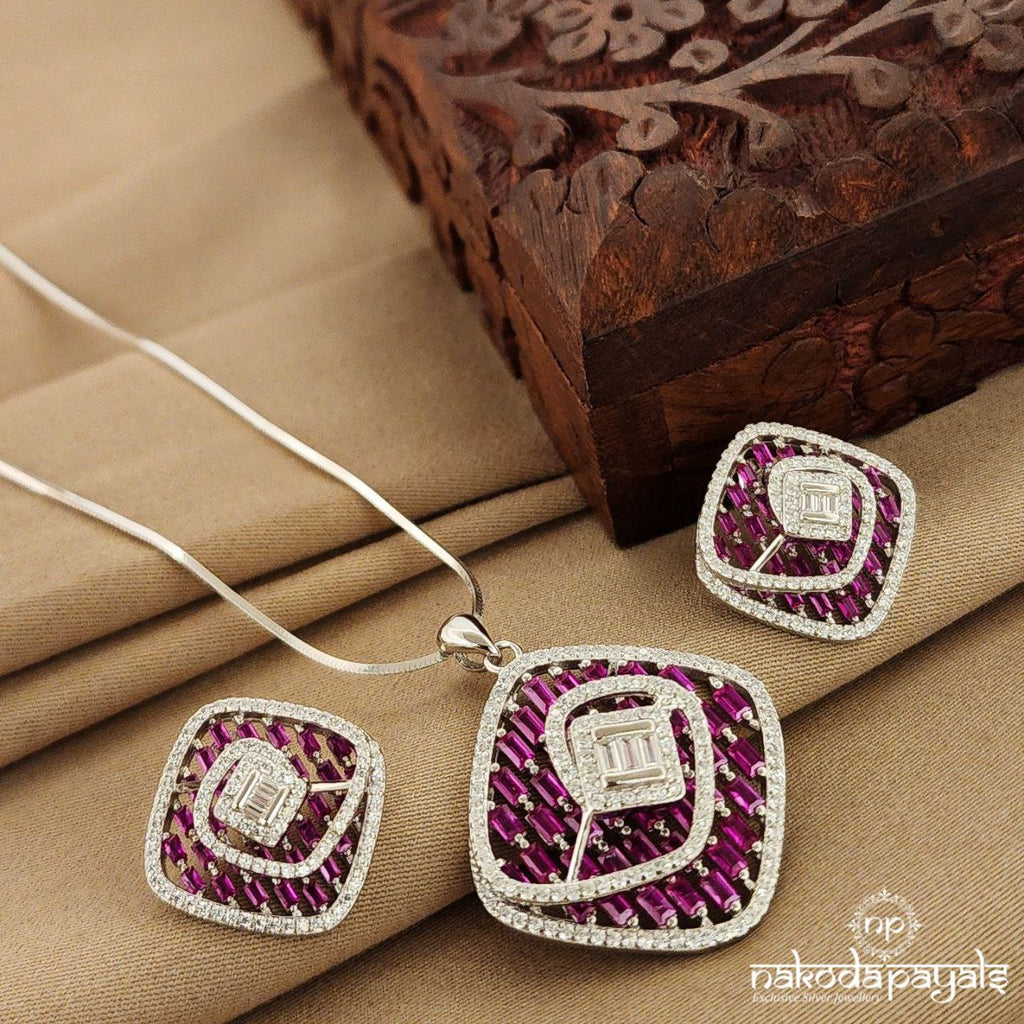 Pink Square Pendent Set (St2609)