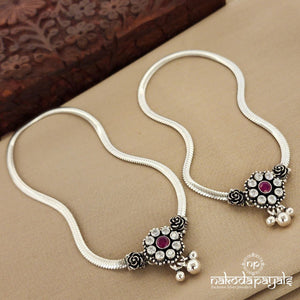 Ruby Circular Floral Anklet (Ak2219)