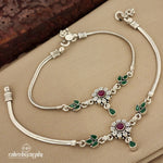 Ruby Floral with Green Leaf Anklet (Ak2221)