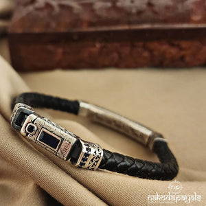 Sapphire Blocks Black Belt Bracelet (Mc0826)