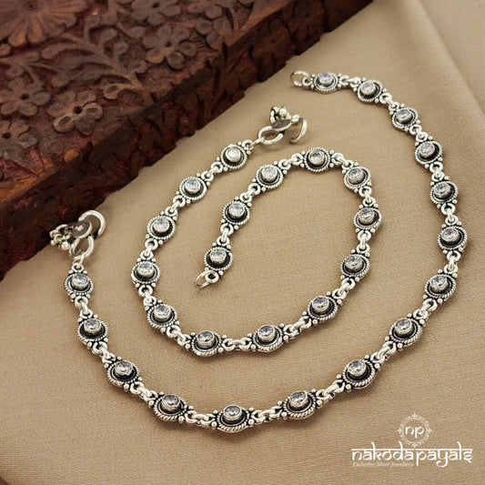 White Circles Chain Anklets (A5639)
