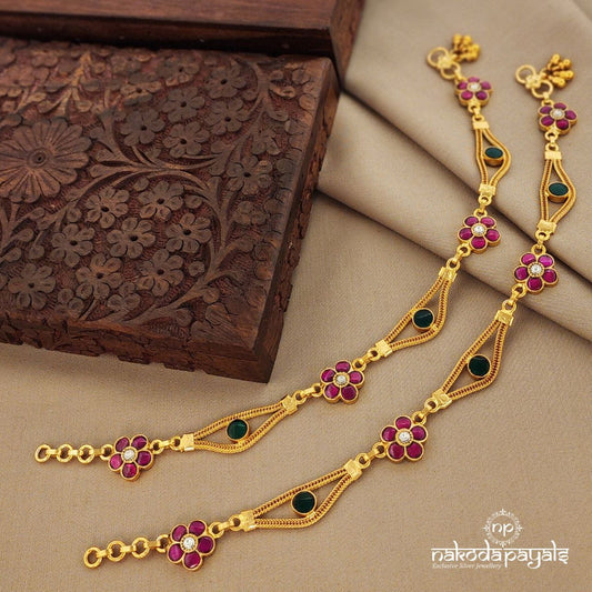 Eminent Floral Kundan Anklets (A5671)