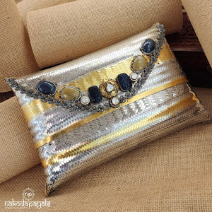 Sliding Marcasite and Stones Dual Tone Clutch (Esa162)