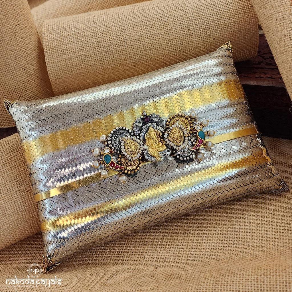 Sliding Marcasite and Stones Dual Tone Clutch (Esa162)