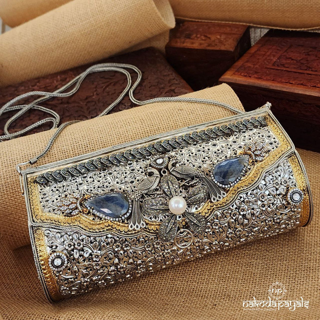 Big Drop Shaped Marcasite Motifs Sling Clutch (Esa0165)